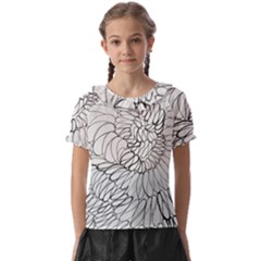 Mono Swirls Kids  Frill Chiffon Blouse by kaleidomarblingart