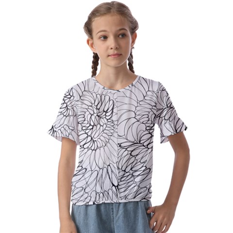 Mono Swirls Kids  Cuff Sleeve Scrunch Bottom Tee by kaleidomarblingart