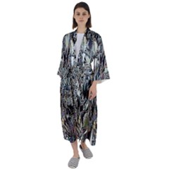 Teeth Grinder Maxi Satin Kimono by MRNStudios