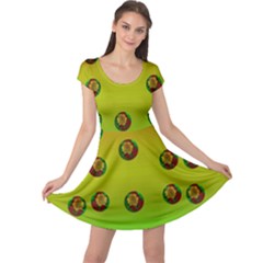 Sun Flowers For Iconic Pleasure In Pumpkin Time Cap Sleeve Dress by pepitasart