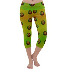 Sun Flowers For Iconic Pleasure In Pumpkin Time Capri Yoga Leggings by pepitasart