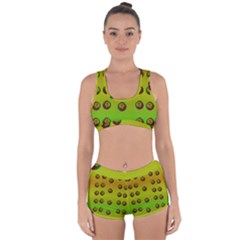 Sun Flowers For Iconic Pleasure In Pumpkin Time Racerback Boyleg Bikini Set by pepitasart