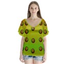 Sun Flowers For Iconic Pleasure In Pumpkin Time V-Neck Flutter Sleeve Top View1