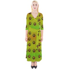 Sun Flowers For Iconic Pleasure In Pumpkin Time Quarter Sleeve Wrap Maxi Dress by pepitasart