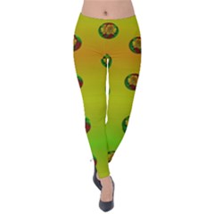 Sun Flowers For Iconic Pleasure In Pumpkin Time Velvet Leggings by pepitasart