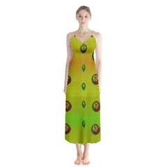 Sun Flowers For Iconic Pleasure In Pumpkin Time Button Up Chiffon Maxi Dress by pepitasart