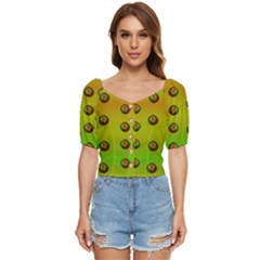 Sun Flowers For Iconic Pleasure In Pumpkin Time Button Up Blouse