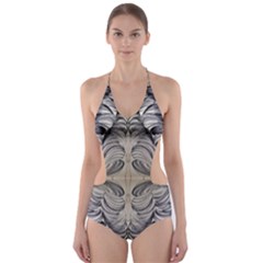 Mono Repeats Cut-out One Piece Swimsuit by kaleidomarblingart