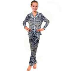 Mono Repeats Kid s Satin Long Sleeve Pajamas Set by kaleidomarblingart