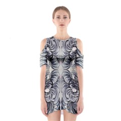 Mono Repeats Vi Shoulder Cutout One Piece Dress by kaleidomarblingart