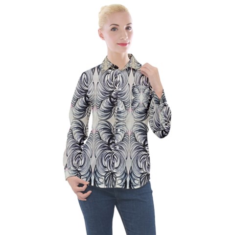 Mono Repeats Vi Women s Long Sleeve Pocket Shirt by kaleidomarblingart