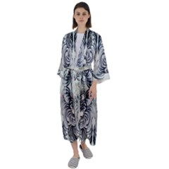 Mono Repeats Vi Maxi Satin Kimono by kaleidomarblingart