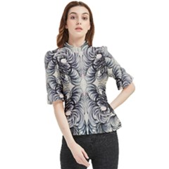 Mono Repeats Vi Frill Neck Blouse