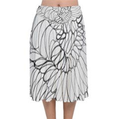 Mono Swirls Velvet Flared Midi Skirt by kaleidomarblingart