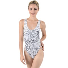 Mono Swirls High Leg Strappy Swimsuit by kaleidomarblingart