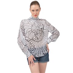 Mono Swirls High Neck Long Sleeve Chiffon Top by kaleidomarblingart