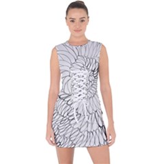 Mono Swirls Lace Up Front Bodycon Dress by kaleidomarblingart