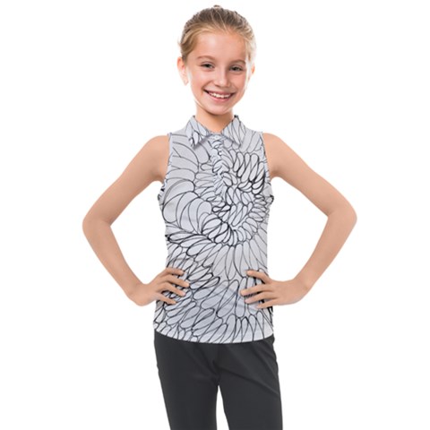 Mono Swirls Kids  Sleeveless Polo Tee by kaleidomarblingart