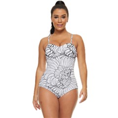 Mono Swirls Retro Full Coverage Swimsuit