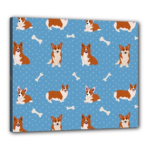 Cute Corgi Dogs Canvas 24  X 20  (stretched) by SychEva