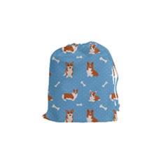 Cute Corgi Dogs Drawstring Pouch (small) by SychEva