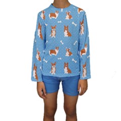 Cute Corgi Dogs Kids  Long Sleeve Swimwear by SychEva