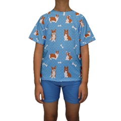 Cute Corgi Dogs Kids  Short Sleeve Swimwear by SychEva