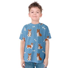 Cute Corgi Dogs Kids  Cotton Tee