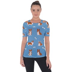 Cute Corgi Dogs Shoulder Cut Out Short Sleeve Top by SychEva