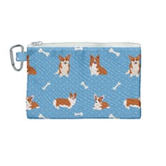 Cute Corgi Dogs Canvas Cosmetic Bag (medium) by SychEva