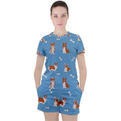 Cute Corgi Dogs Women s Tee and Shorts Set