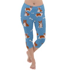 Cute Corgi Dogs Lightweight Velour Capri Yoga Leggings by SychEva