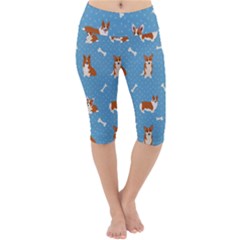 Cute Corgi Dogs Lightweight Velour Cropped Yoga Leggings by SychEva