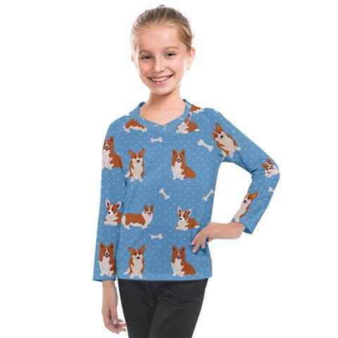 Cute Corgi Dogs Kids  Long Mesh Tee by SychEva