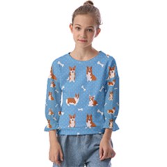 Cute Corgi Dogs Kids  Cuff Sleeve Top