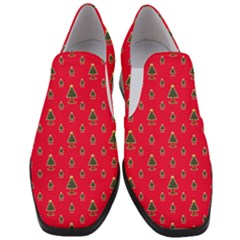 Sketchy Christmas Tree Motif Drawing Pattern Women Slip On Heel Loafers by dflcprintsclothing