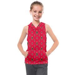 Sketchy Christmas Tree Motif Drawing Pattern Kids  Sleeveless Hoodie by dflcprintsclothing