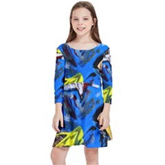 Blue Bird-1-1 Kids  Quarter Sleeve Skater Dress