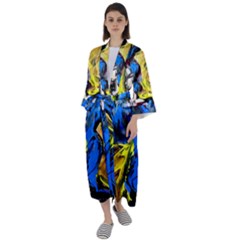 Blue Bird-1-1 Maxi Satin Kimono by bestdesignintheworld