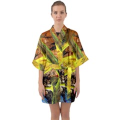 Blue Bird-1-2 Half Sleeve Satin Kimono 