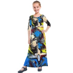 Blue Bird-1-4 Kids  Quarter Sleeve Maxi Dress by bestdesignintheworld