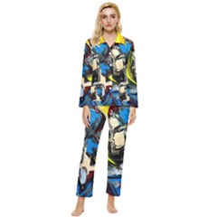 Blue Bird-1-4 Womens  Long Sleeve Pocket Pajamas Set