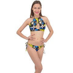 Blue Bird-1-4 Cross Front Halter Bikini Set by bestdesignintheworld