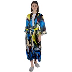 Blue Bird-1-4 Maxi Satin Kimono by bestdesignintheworld