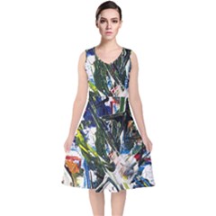 Snow In A City-1-1 V-Neck Midi Sleeveless Dress 