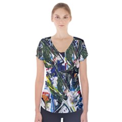 Snow In A City-1-1 Short Sleeve Front Detail Top