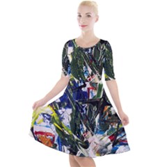 Snow In A City-1-1 Quarter Sleeve A-Line Dress