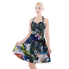 Snow In A City-1-1 Halter Party Swing Dress 