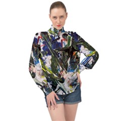 Snow In A City-1-1 High Neck Long Sleeve Chiffon Top