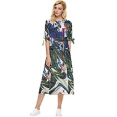 Snow In A City-1-1 Bow Sleeve Chiffon Midi Dress